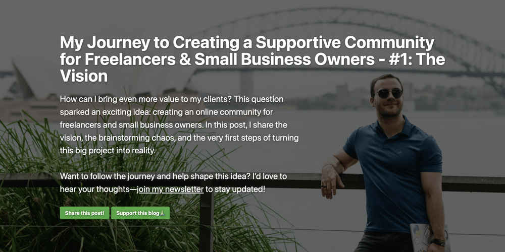 My Journey to Creating a Supportive Community for Freelancers & Small Business Owners – #1: The Vision