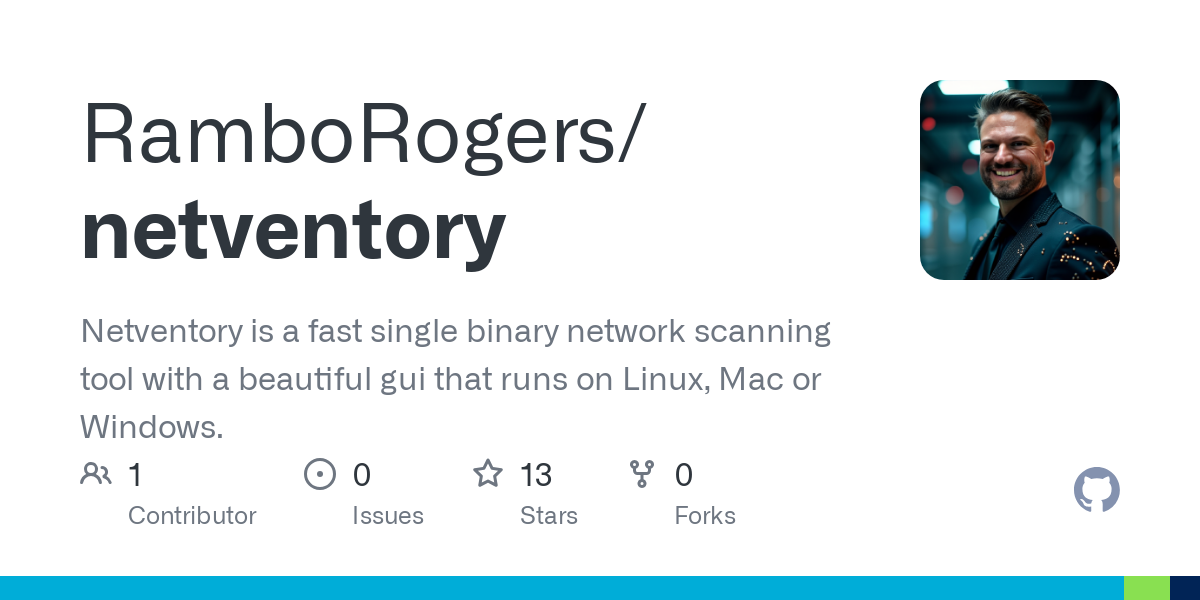 RamboRogers/netventory: Netventory is a fast single binary network scanning tool with a beautiful gui that runs on Linux, Mac or Windows.