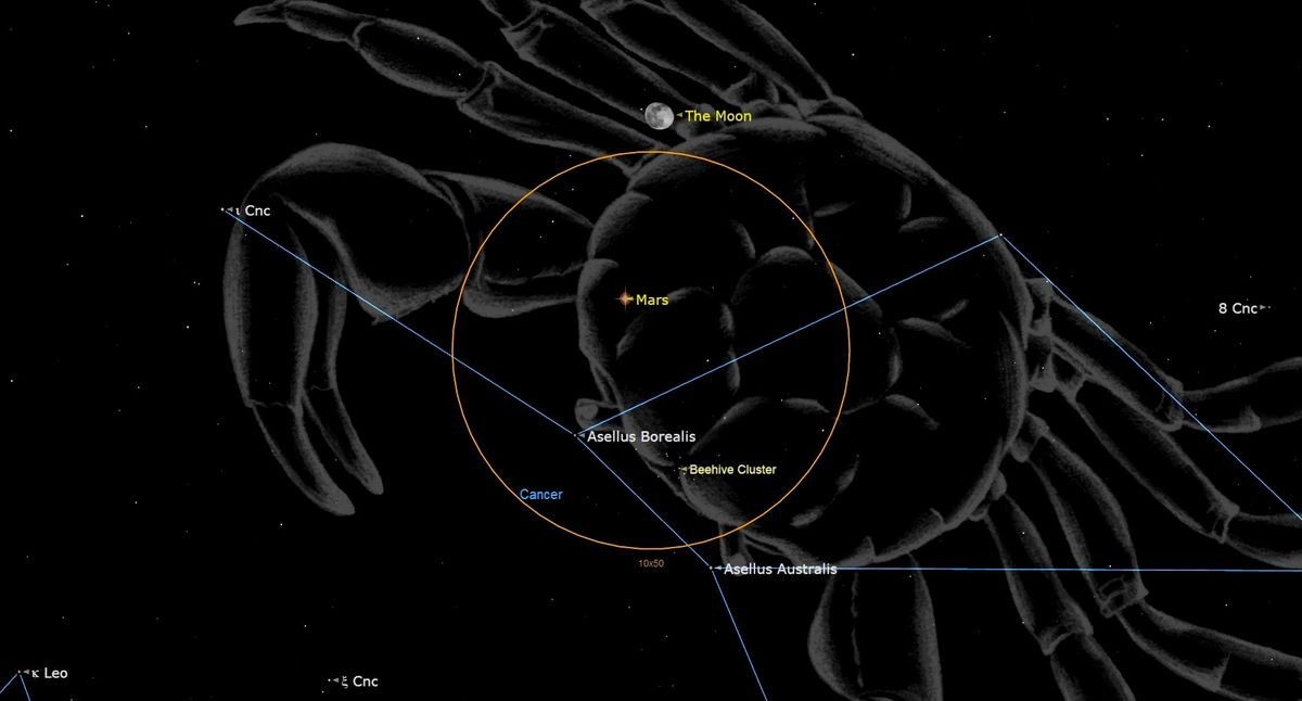 See the moon meet up with Mars this in the night sky this week