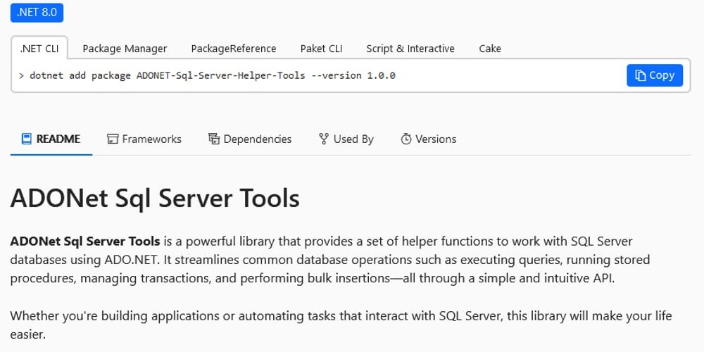 Simplify SQL Server Integration with ADONet Sql Server Tools for .NET