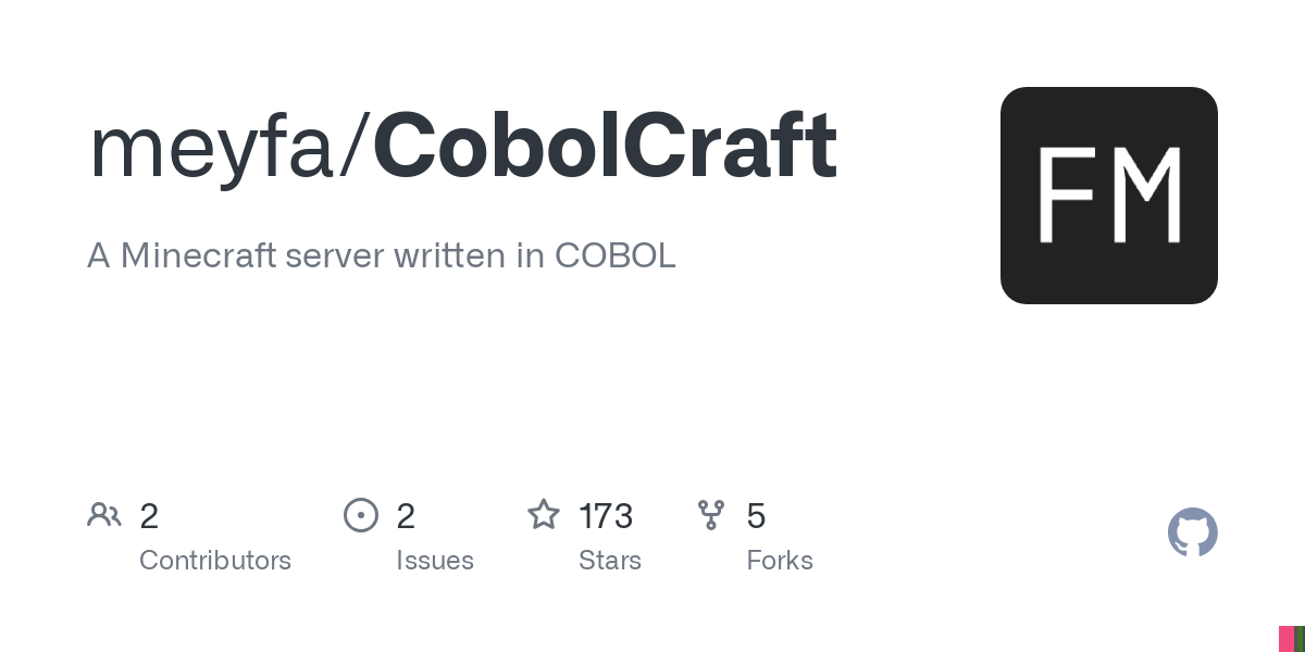 meyfa/CobolCraft: A Minecraft server written in COBOL