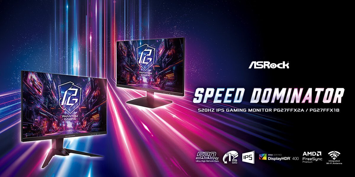 ASRock Launches PG27FFX2A and PG27FFX1B 520 Hz IPS Gaming Monitors
