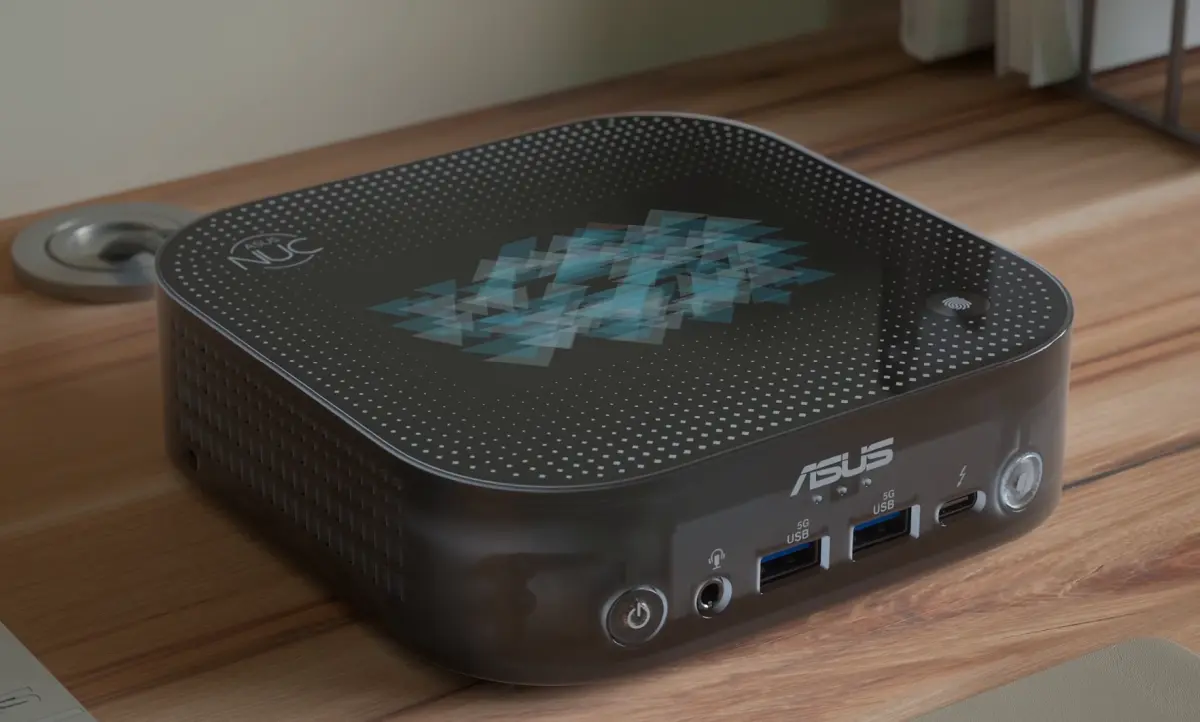 Asus NUC 14 Pro AI+ is a Lunar Lake mini PC with an E Ink top cover and a semi-transparent case