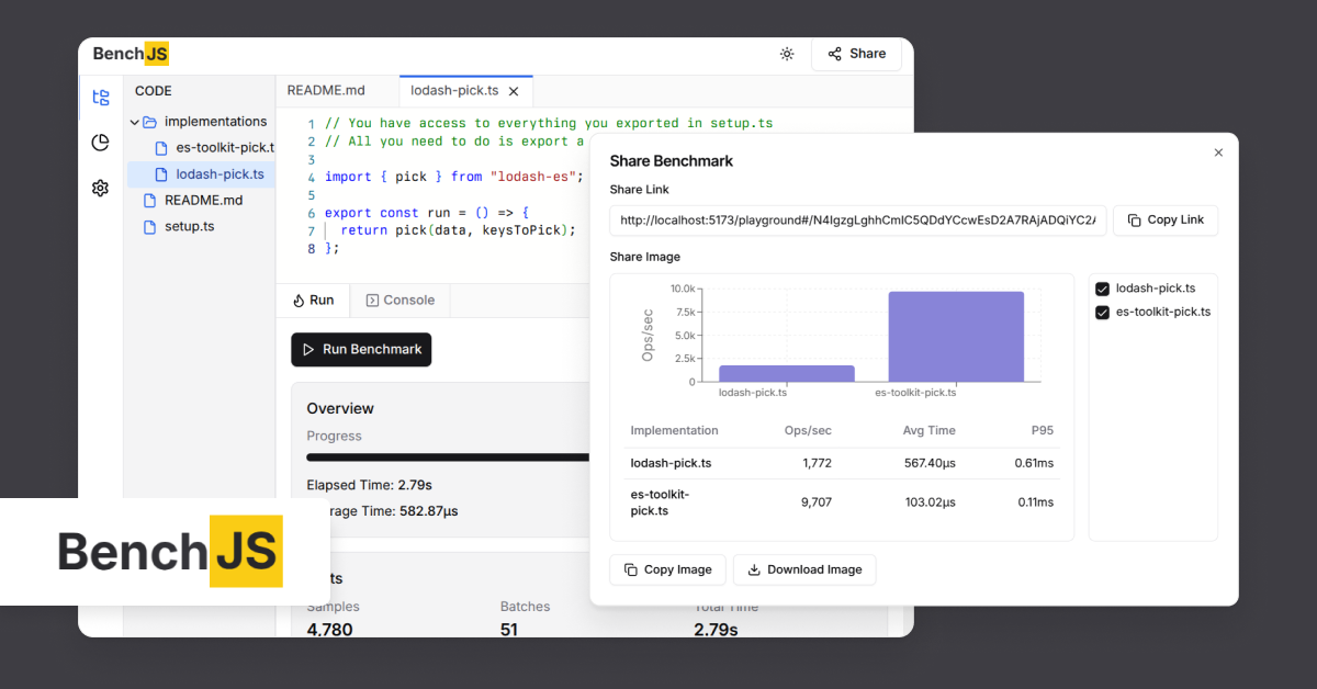 Show HN: Made a small JavaScript benchmarking app – BenchJS